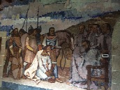A mural at the monastery - depicts the Knights Templar